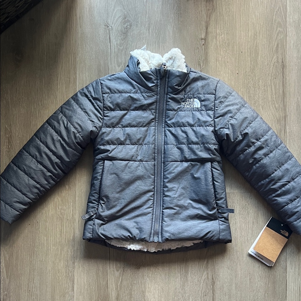 The North Face Girls Grey Fuzzy Puffer Jacket NWT